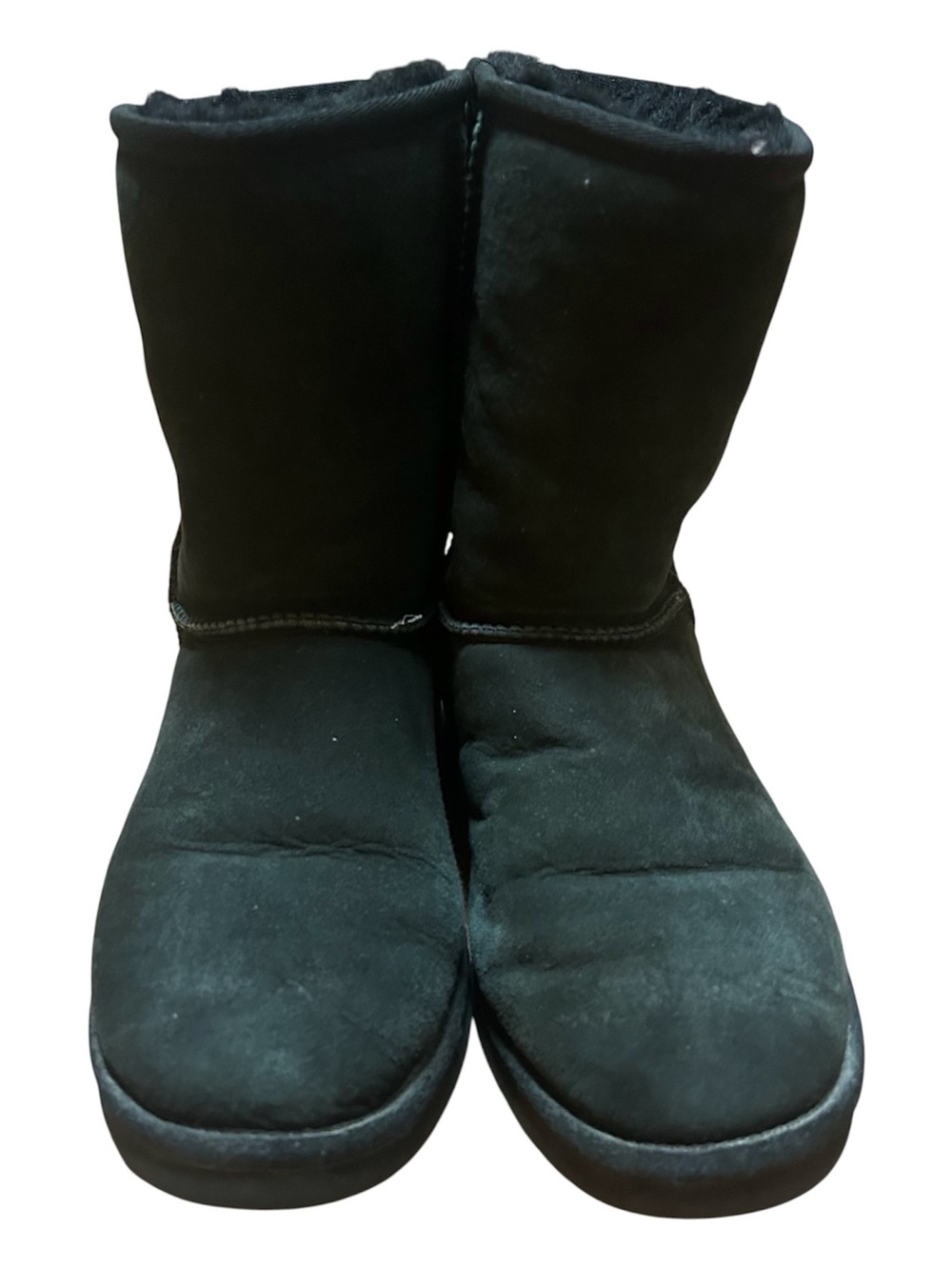 UGG Black Suede Mid-Calf Shearling Winter Boots